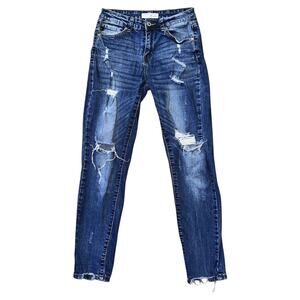KanCan Mid-Rise Distressed Skinny Jeans Size 7 27X29